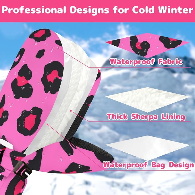Olreco Baby Toddler Mittens Waterproof Infant Baby Winter Mittens Toddler Snow - Image 3