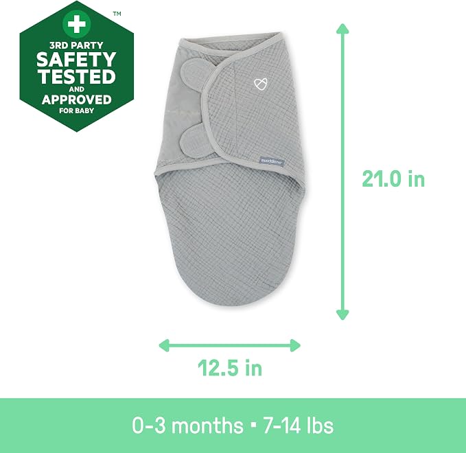 SwaddleMe by Ingenuity Muslin Original Swaddle, 100% Cotton, Size Small/Medium - Image 6