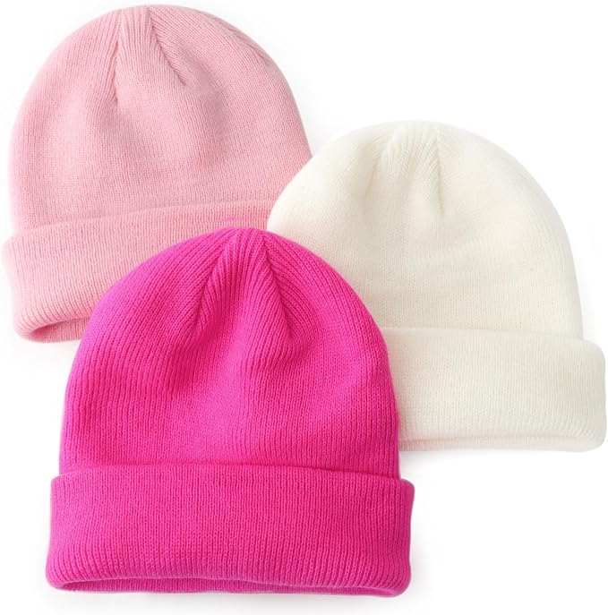 DRESHOW BQUBO 3 Pack Baby Beanies Toddler Kids Winter Hats Soft Knit Hat by DRESHOW