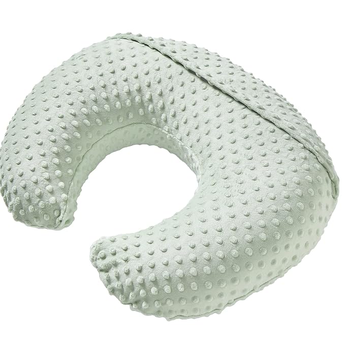 Nursing Pillow and Positioner with Cover for Breastfeeding and Bottle Feeding, Propping Baby, Tummy Time, Baby Sitting Support, Awake-Time Support (Green, 22" x 17.7" x 5.9")