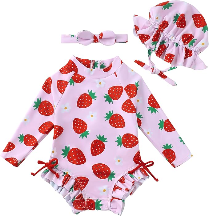 Renotemy Baby Swimsuit Girls One-Piece Swimwear Baby Beach Essentials 3M-3T by Renotemy