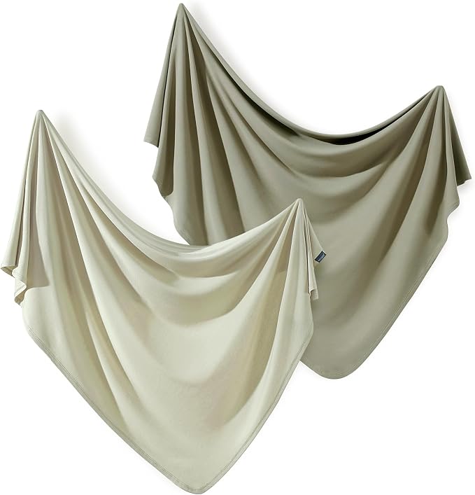 2 Pack Newborn Swaddle Blanket, Ultra Soft Stretchy Jersey Knit Extra Large by BUYNOW