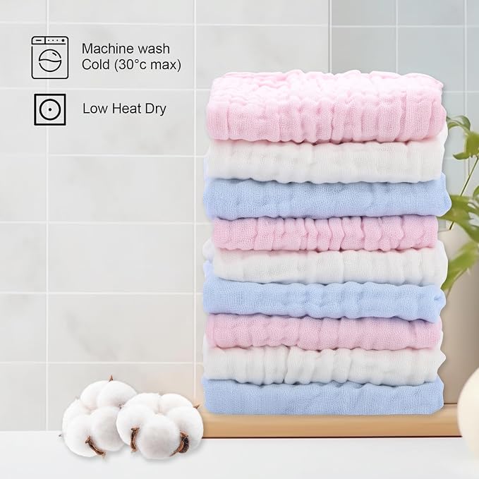 10 Pack Muslin Burp Cloths - Image 5