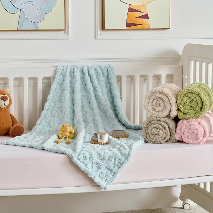 5 Pcs Baby Blanket Flower Checkerboard Ultra Soft Gift-Ready Plush - Image 6