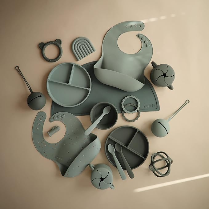 mushie Silicone Placemat for Kids | BPA-Free Non-Slip Design (Cambridge Blue)