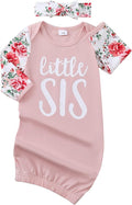 AMAWMW Newborn Baby Girl Little Sister Sleeper Gown Stripe Long Sleeve by AMAWMW