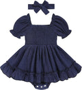 GRNSHTS Baby Girl Romper Dress, Puff Sleeve Smocked Outfit by GRNSHTS