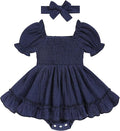 GRNSHTS Baby Girl Romper Dress, Puff Sleeve Smocked Outfit by GRNSHTS