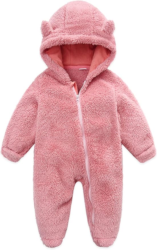 Baby Furry Jumpsuit Infant Bear Onesies Zipper Long Sleeve One-Piece Romper by BabymineStartFromTheHeart
