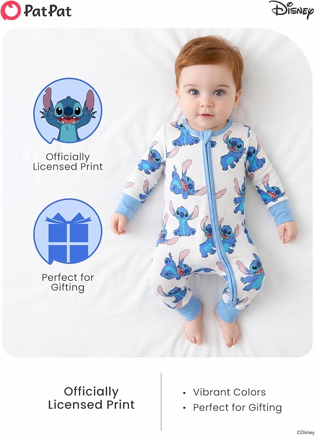Disney Baby Viscose Made from Bamboo 2-Way Zipper Footie Outfit NB to Inf - Image 3