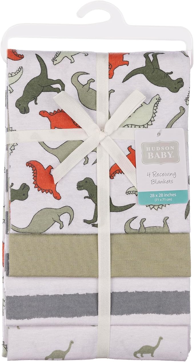 Hudson Baby Cotton Flannel Receiving Blankets 4-Pack, One Size - Image 2