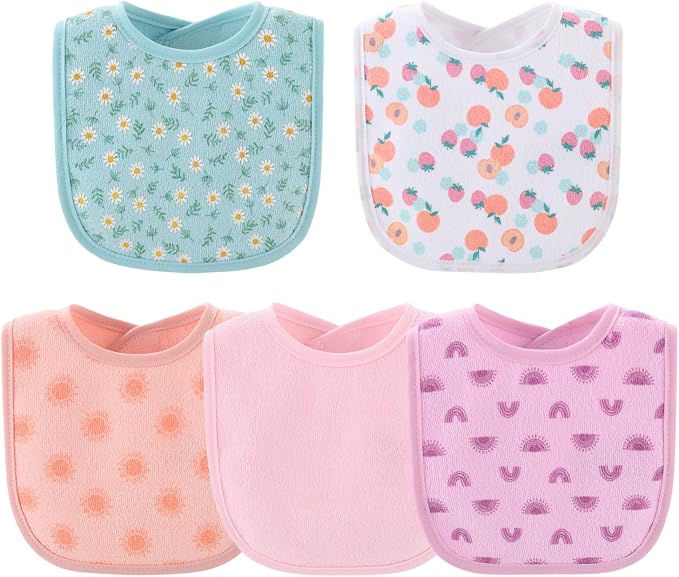 The Peanutshell Baby Girl Terry Bib Set of 10-100% Cotton, Absorbent Baby Bibs - Image 4