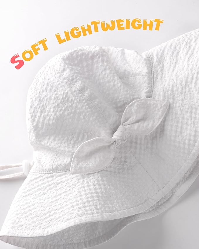 HONGTEYA Baby Sun Hat Toddler Girl Beach Hat Adjustable Outdoor Summer Hat UPF 50+ Sun Protection Wide Brim Infant Kids