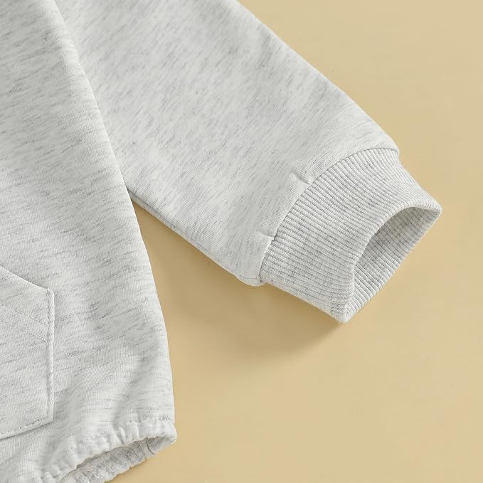 Baby Girl Boy Hooded Sweatshirt Long Sleeve Solid Color Romper Infant Baby Fall - Image 6