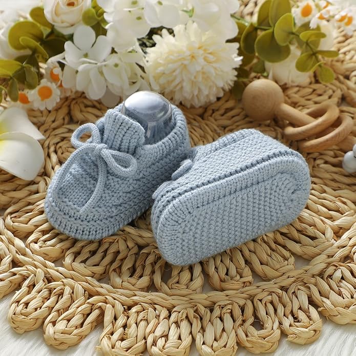 Neiwech Baby Booties Newborn Cozy Soft Warm Knitted Crib Shoes - Image 4