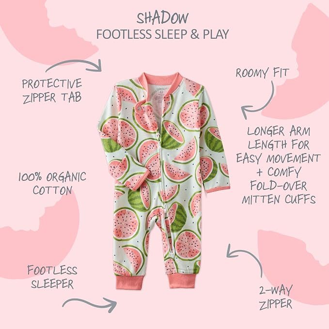 Butterblu Shadow Sleep & Play 100% Cotton Footless Two Way Zip Front PJs - Image 2