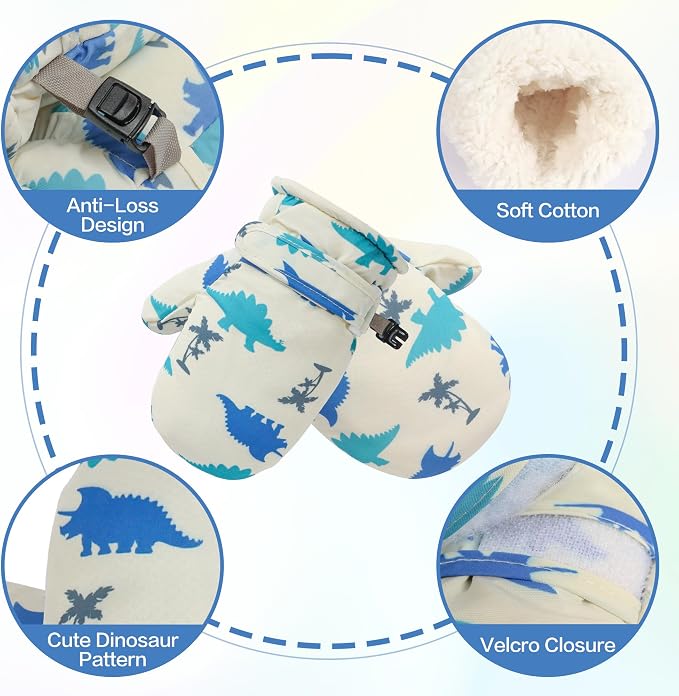 Toddler Mittens Lined Fleece Snow Gloves - Image 2