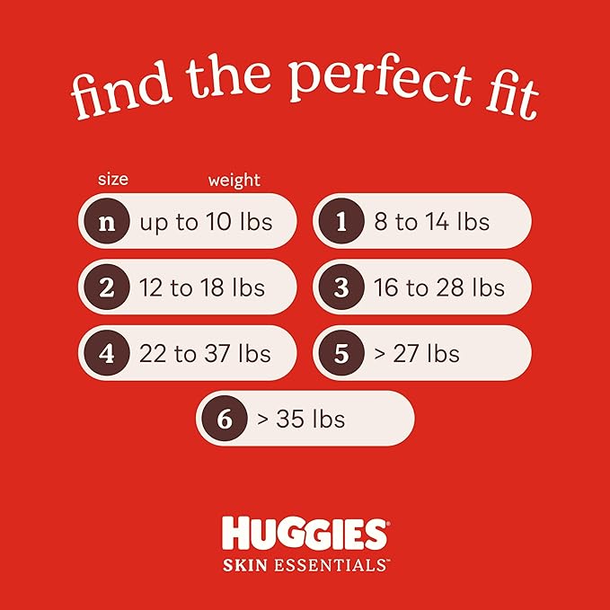 Huggies Size 4 Diapers, Skin Essentials Baby Diapers, Size 4 (22-37 lbs), 58 Count