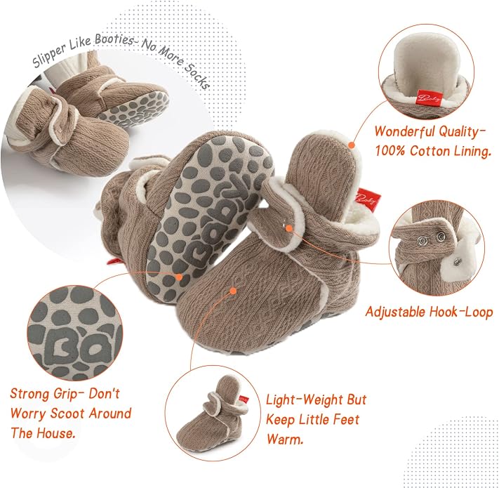 Sawimlgy Newborn Infant Baby Girl Boy Cotton Booties Stay On Sock Slippers Soft - Image 5