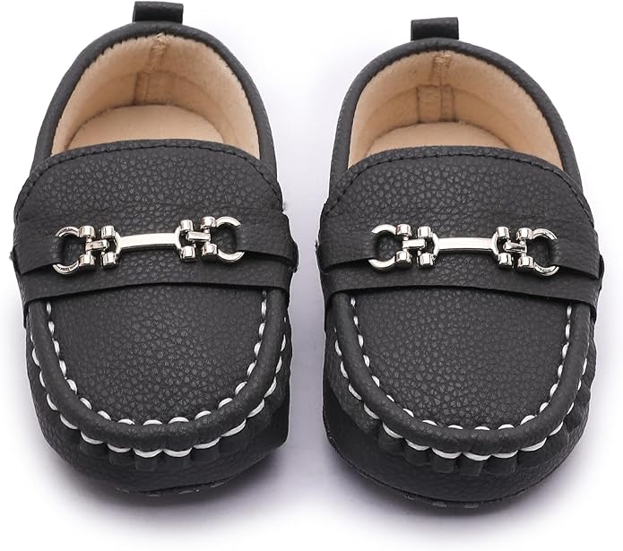 LONSOEN Baby Girls Boys Loafers Prewalker Dress Crib Shoes