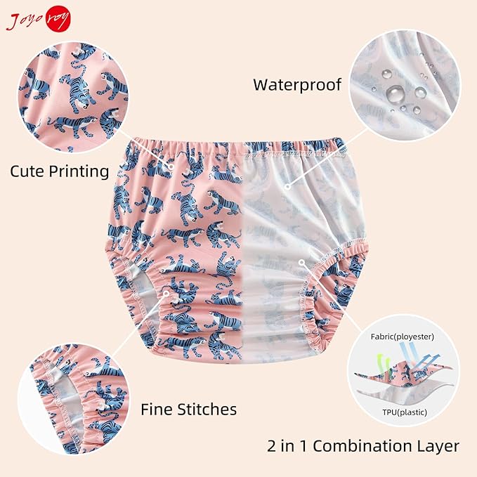 Joyo roy 6Pcs Diaper Covers for Girls Plastic Underwear Covers for Potty Training Rubber Pants for Toddlers Rubber Training Pants for Toddlers 2t Waterproof Diaper Cover Waterproof Plastic Underwear