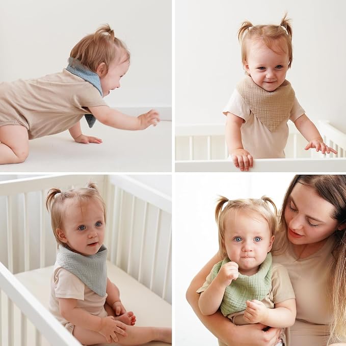 Muslin Baby Bibs for Boys Girls, Soft Cotton Baby Drool Bibs, Drooling and - Image 6