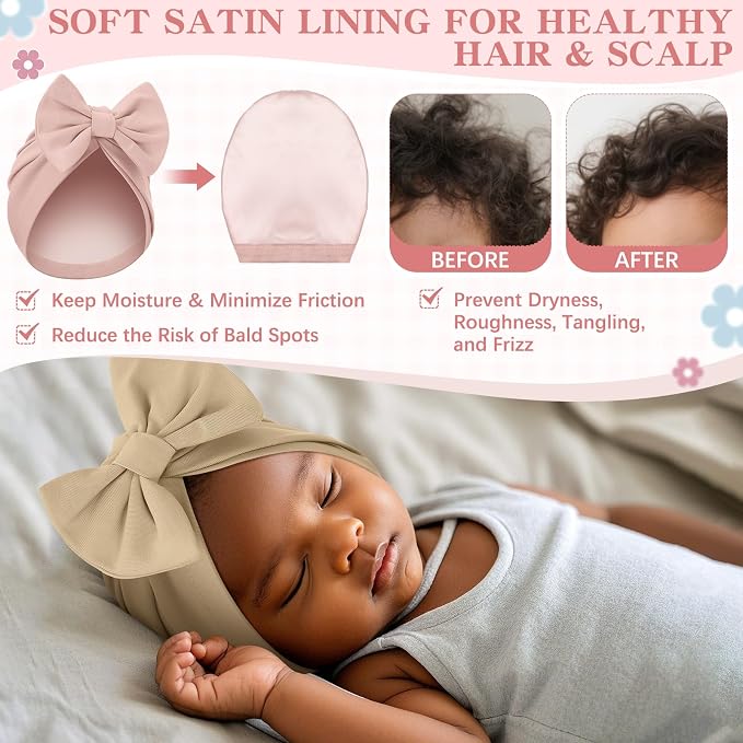 6 Pcs Newborn Satin Bonnet for Infant Months - Image 2