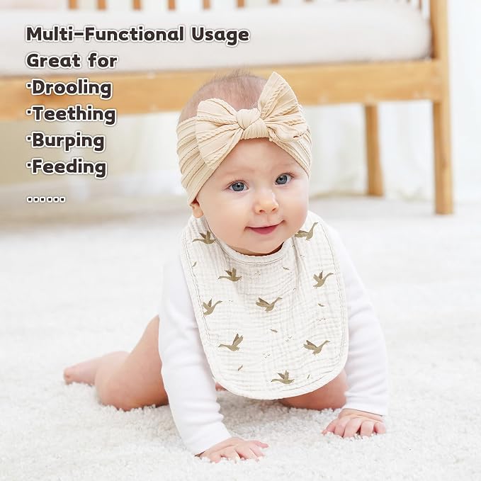 Susurration Muslin Baby Drool Bibs 6Pack Soft Square Adjustable Baby Bandana - Image 4