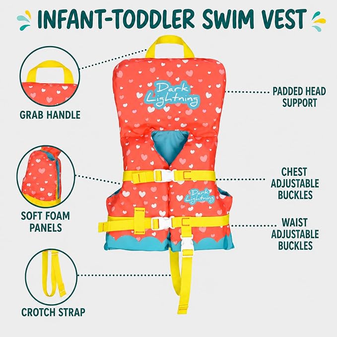 Dark Lightning USCG Approved Infant Life Jacket 0-30 lbs, Toddler Swim Vest and - Image 7