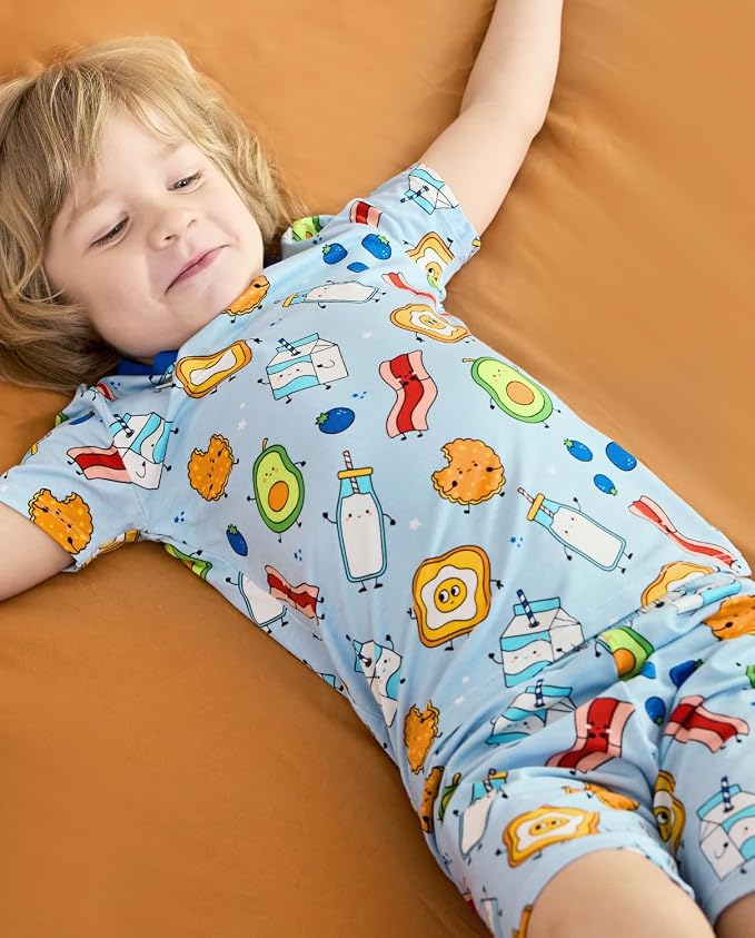 babee Reshinee Bamboo Viscose Toddler Boys Pajamas Set, Short Sleeve Kids - Image 8