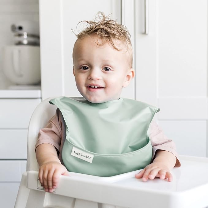 Tiny Twinkle Mess Proof Baby Bibs for Eating – Waterproof, Wipeable Toddler Bibs with Pocket – Baby Food Bibs for Girls & Boys(3 Pack,Cowboy)