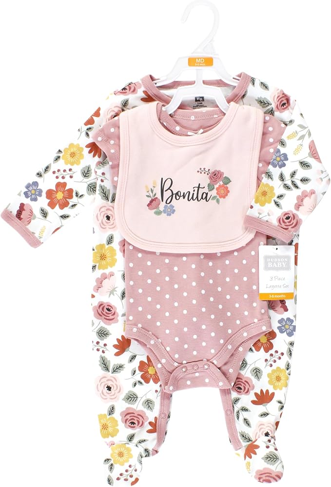 Hudson Baby Unisex Cotton Sleep and Play, Bodysuit and Bandana Bib Set - Image 2