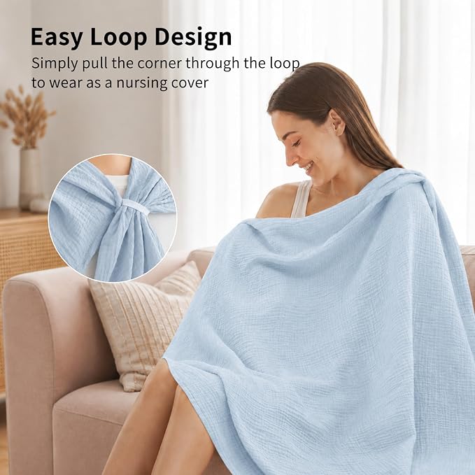 NESTALLY Cocoon Muslin Swaddle Blankets 3 Pack, Soft Breathable Large 47"x47" - Image 6