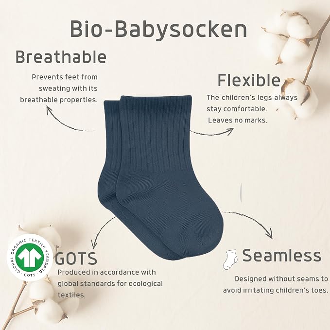 bistyle Baby Grip Ankle Socks 6 Pairs | Newborn Infant Toddlers Sock Organic - Image 3