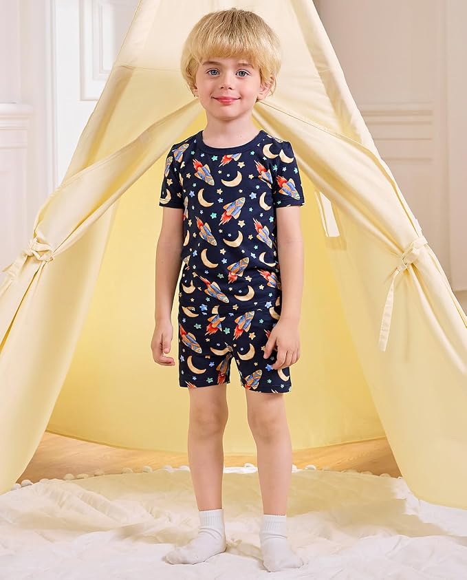 babee Reshinee Bamboo Viscose Toddler Boys Pajamas Set, Short Sleeve Kids - Image 9