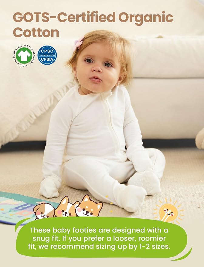PATPAT Organic Cotton Baby Footie Pajamas - Image 2