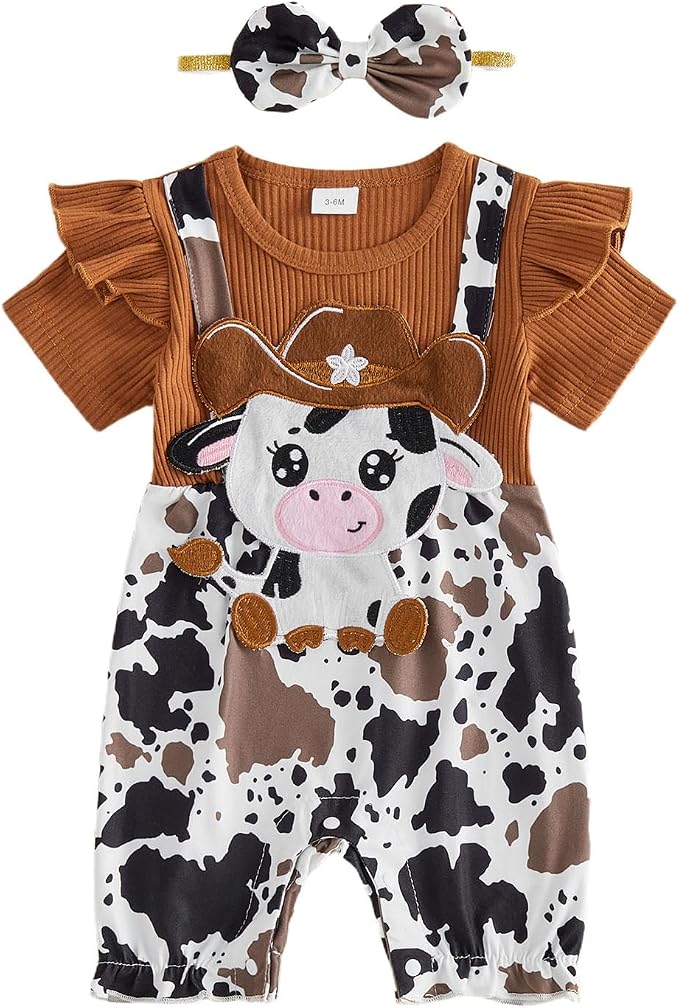 YINGISFITM Newborn Baby Girl Summer Clothes Short Sleeve Bubble Romper Bow by YINGISFITM