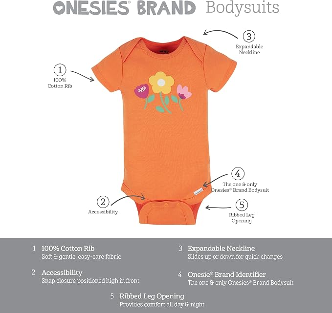 Onesies Brand Baby Girls' 8-pack Short Sleeve Mix & Match Bodysuits - Image 6