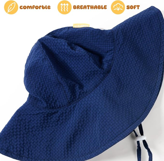 HONGTEYA Baby Sun Hat Wide Brim Adjustable Toddler Beach Bucket Hat | Soft - Image 4