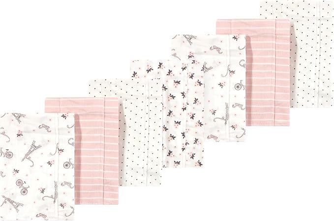 Luvable Friends Hudson Baby Flannel Burp Cloths 7pk, Eiffel Pink by Luvable+Friends