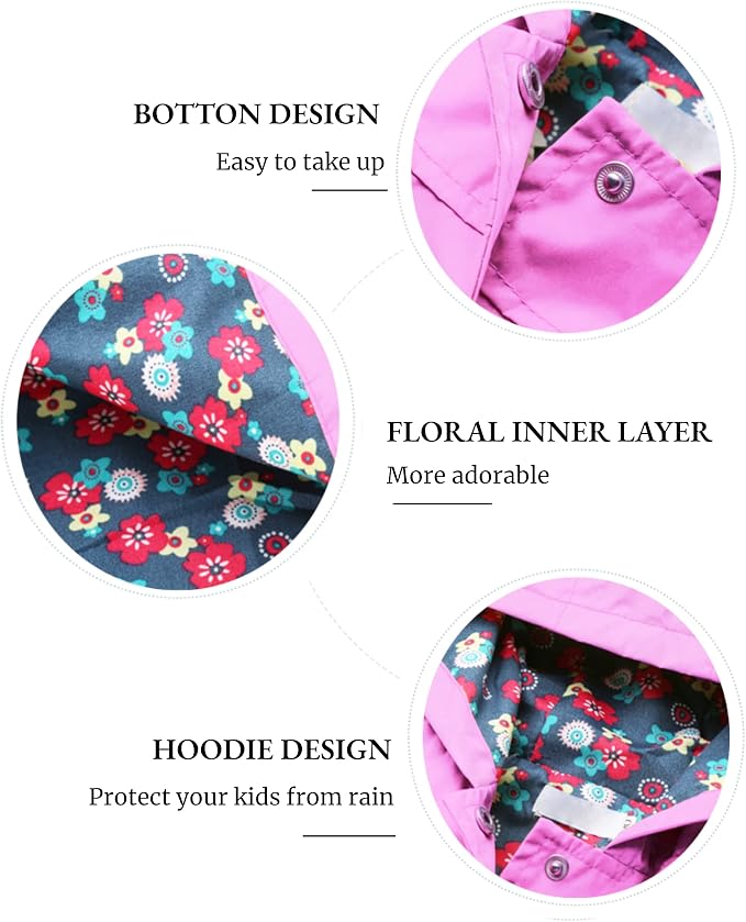 Arshiner Toddler Girls Waterproof Hooded Coat Jacket Outwear Raincoat - Image 6