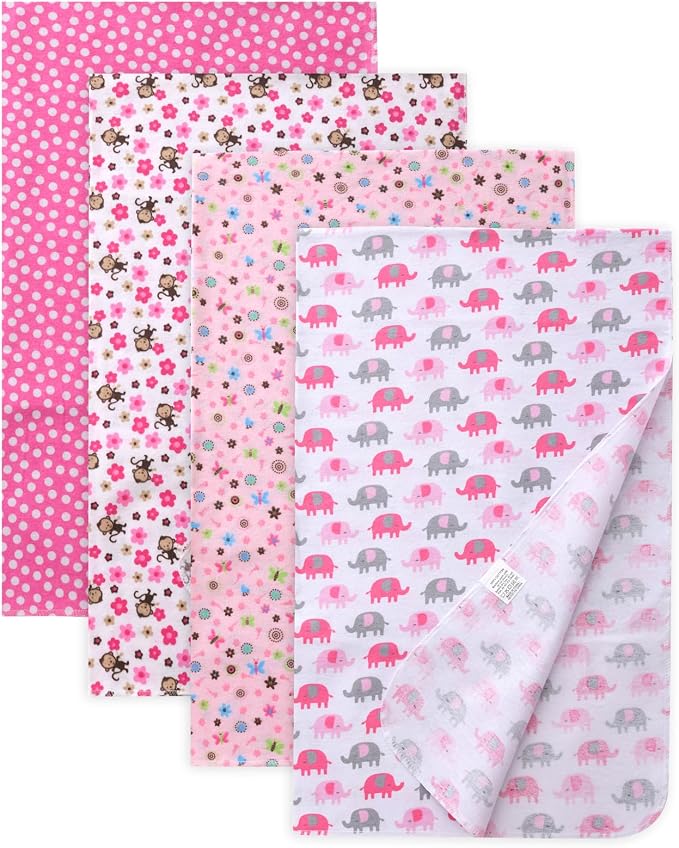 Cotton Flannel Receiving Blankets 4 Pcs, Baby Swaddle Blankets, Infant Flannel by Unknown