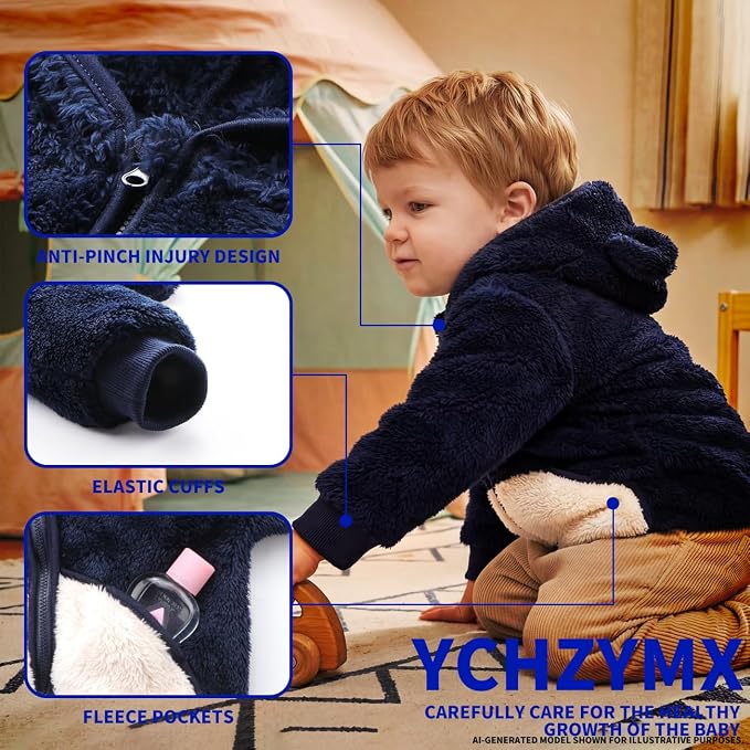 Baby Girl Winter Warm Fleece Jacket Toddler Boy Sherpa Infant Sweater Coat | - Image 4