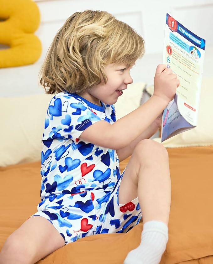babee Reshinee Bamboo Viscose Toddler Boys Pajamas Set, Short Sleeve Kids - Image 5