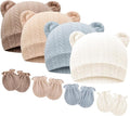 BQUBO Newborn Baby Hats Bear Ears and Mittens Sets Preemie Caps Baby Boy Girl by DRESHOW