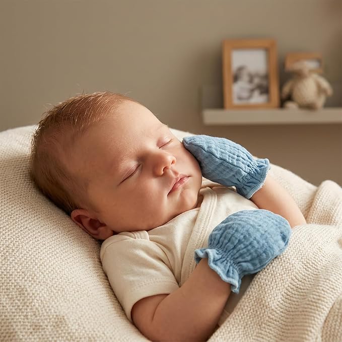 MOMSMENU Baby Mittens Newborn Muslin Soft No Scratch 0-6 Months 6-Pack | - Image 7
