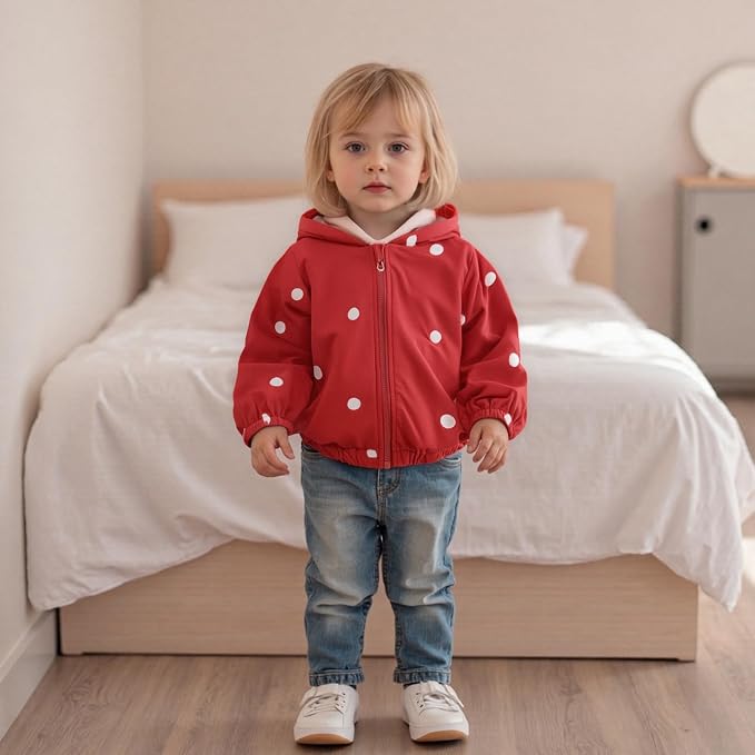 Toddler Windbreaker Jacket Baby Girl Hooded Zip Up Sweatshirt Winter Jacket - Image 4
