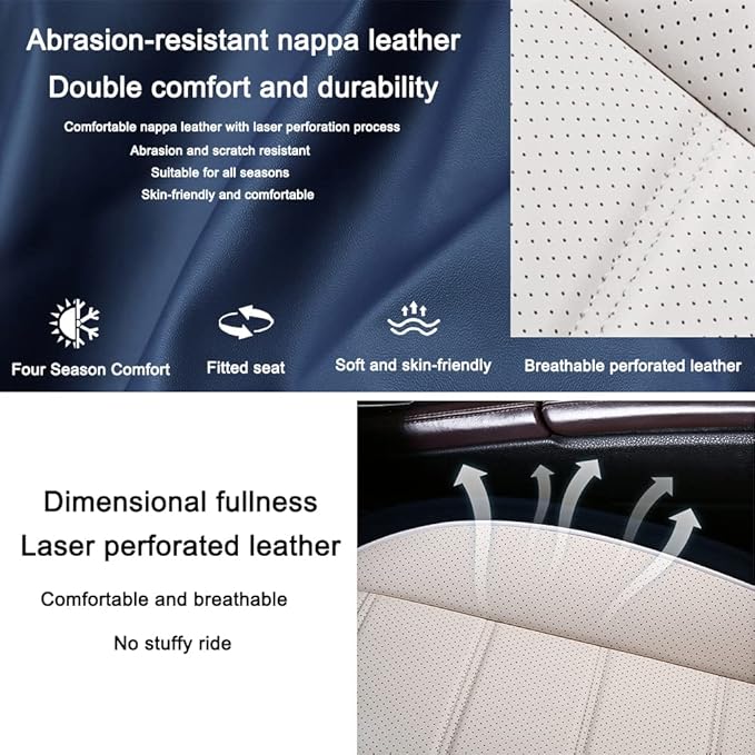 Leather Seat Cover for Ford Edge 2010-2026,Waterproof Soft Seat Covers,Interior Accessories Seat Covers Cushion Vehicle Protector Airbag Compatible(Red&White,Full Set)