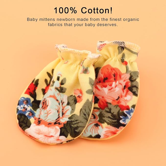 AQOKKA Newborn Baby Mittens No Scratch Cotton Elastic Wrist Gloves Infant - Image 4
