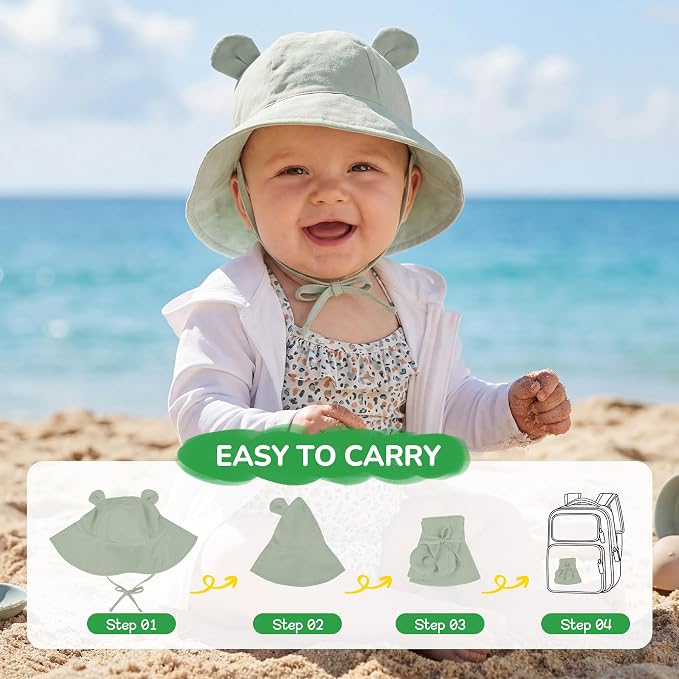 Zando Wide Brim Baby Sun Bucket Hat 0-4T UPF 50+ - Image 6